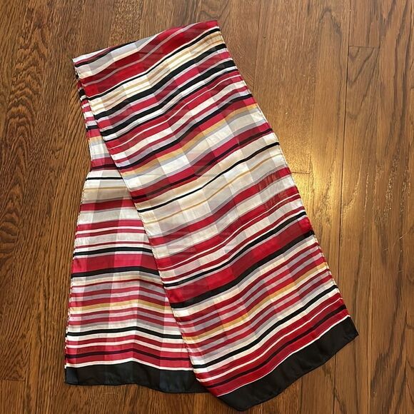 Echo black, white & red striped scarf - Picture 7 of 7